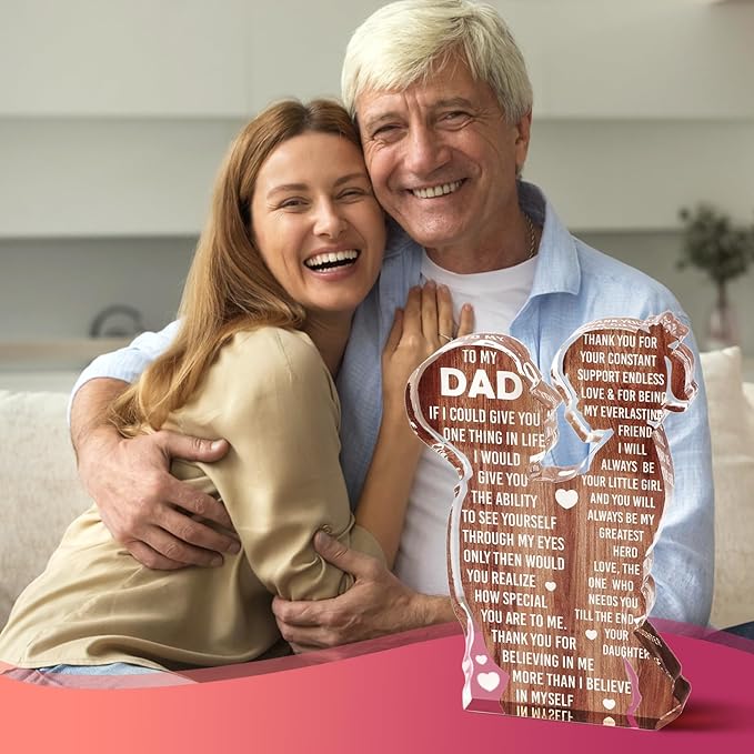 MAMAGIFTREE Fathers Day Presents from Daughter – Heartfelt Acrylic Plaque for Dad, Unique Father Daughter Desk Decor Sign – Birthday, Christmas or New Dad Present from Girl