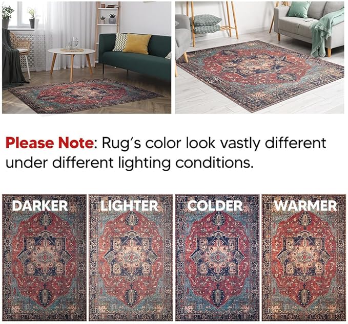 Keen Home Design 3x5 Rug - Machine Washable Entry Rug with Non-Slip Backing, Ideal for Enteryway, Kitchen, Bathroom, Laundry Room - Vintage, Easy Clean, Durable, Low Pile Rug - (3' x 5')