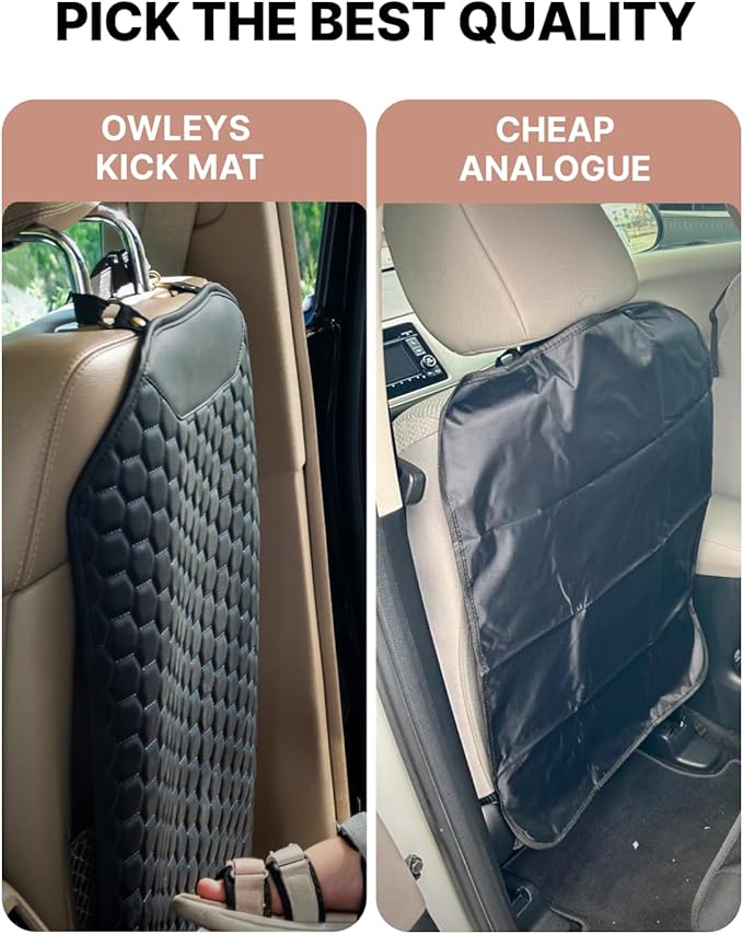 Car Seat Protector Set - Black, Waterproof & Non-Slip, Kick Mat & Back Seat Protection