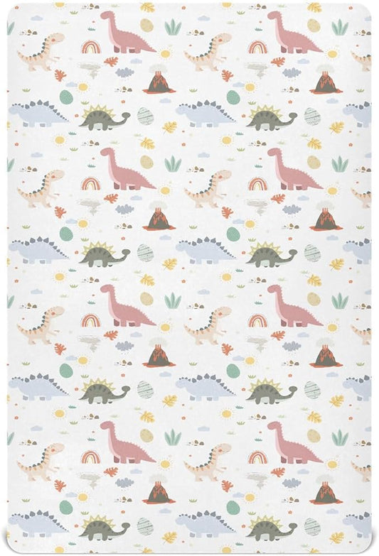 Dinosaur Plant Crib Sheets for Neutral Bassinet Play Sheets,Sheets Toddler Bed Sheets for Baby Boys Girs 39 * 27 * 5in