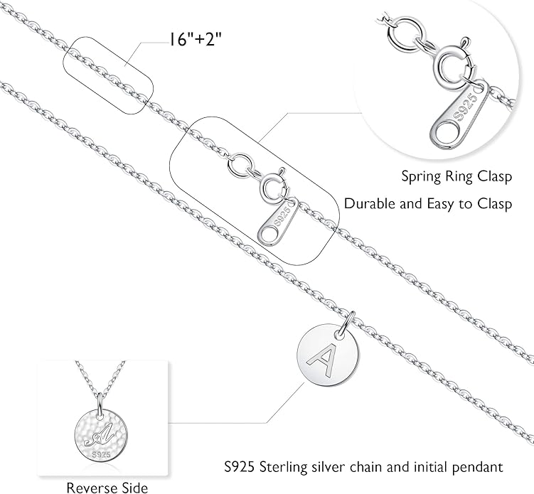 Hidepoo Disc Initial Necklace Gifts for Girls - 14K Gold Filled/Rose Gold/S925 Sterling Silver Disc Initial Necklaces Personalized Birthday Gift Tiny Initial Necklace Jewelry for Girls Women