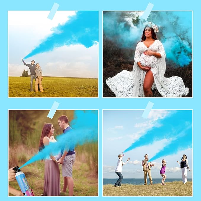 Merear Gender Reveal Fire Extinguisher 4 Packs, Gender Reveal Ideas, Boy Baby Reveal Party Ideas for Gender Reveal Decoration (Blue)