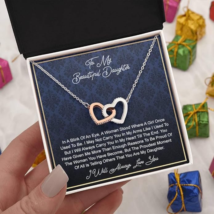 To My Daughter Gift Necklace From Dad or Mom - Badass Daughter Jewelry With Heartfelt Message & Elegant Box