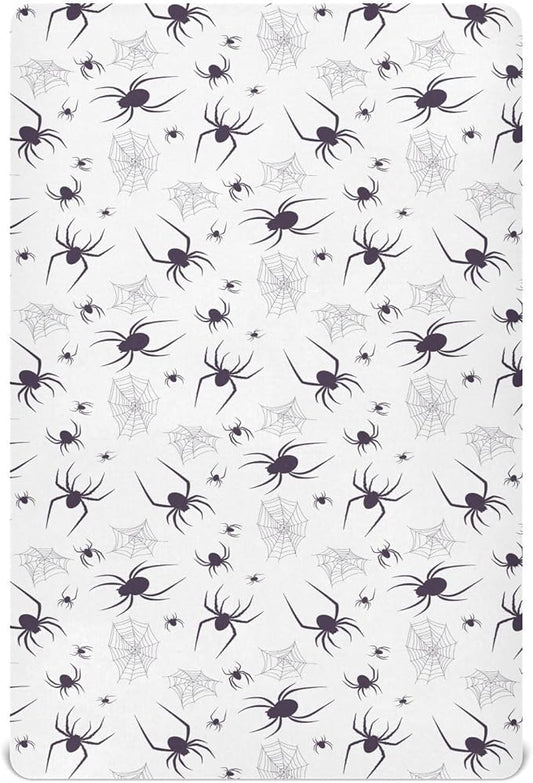 Baby Crib Sheets Spiders Crib Sheets for Boys Girls,Neutral Bassinet Toddler Bed Play Sheets Breathable Soft and Portable 52 * 28 * 9in