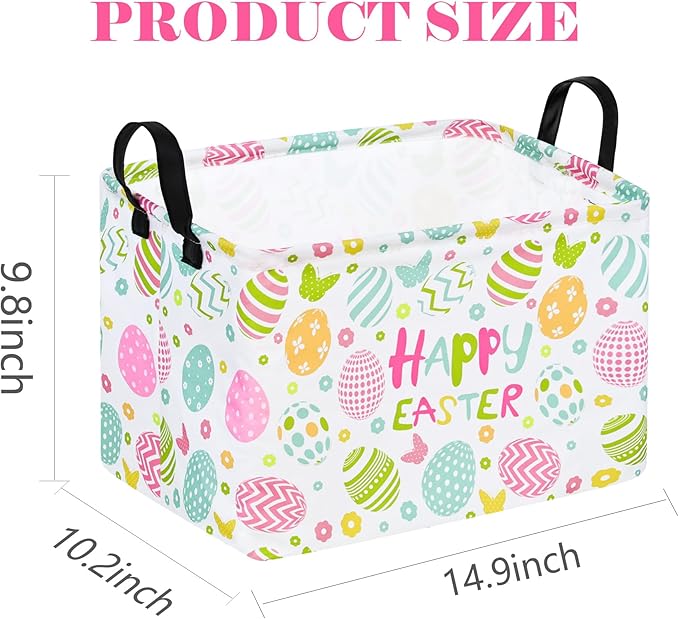 Easter Gift Basket Eggs Storage Basket Kids Toys Storage Basket Organizer Box Clothes Laundry Hamper Bunny Nursery Basket with Handles