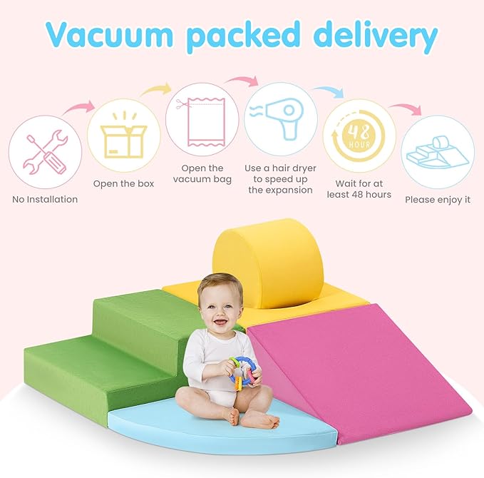 Toddler Climbing Toys Indoor, 5-Piece Colourful Foam Climbing Blocks for Toddlers 1-3 Years Old, Soft Play Climbing for Toddlers, Modular Crawling & Sliding Play Set for Home & Kindergartens
