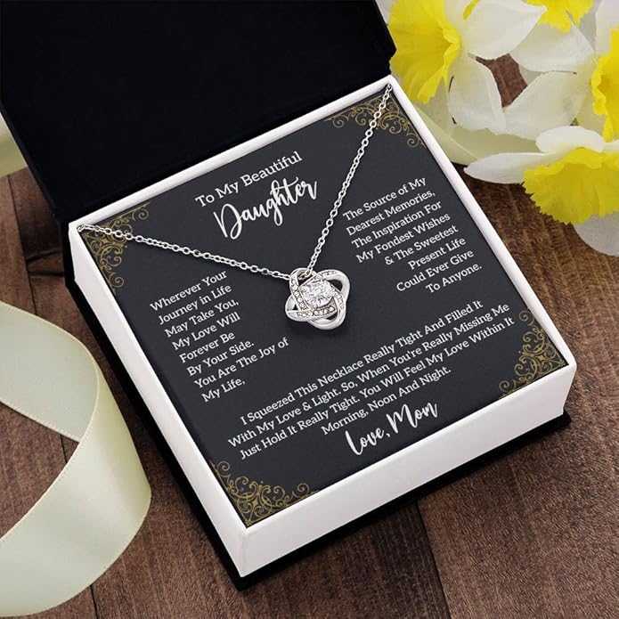 To My Daughter Gift Necklace From Dad or Mom - Badass Daughter Jewelry With Heartfelt Message & Elegant Box