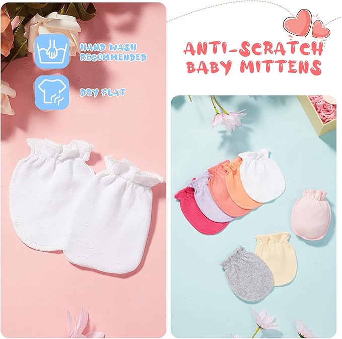 16 Pairs Newborn Baby Cotton Mittens No Scratch Gloves Unisex Newborn Mittens for baby Boys Girls 0-6 Months
