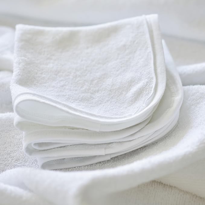 HonestBaby 10-Pack Terry Wash Cloths in Gift Box 100% Organic Cotton for Infant Baby Boys, Girls, 10-Pack White, One Size