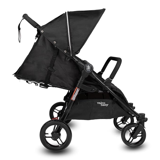Valco Baby Slim Twin Stroller 2024 (Licorice) - Lightweight Double Stroller Side by Side, Compact Fold, Toddler Twin Stroller with Large SPF50 Canopy, Adjustable Footrest, and Reclining Seats