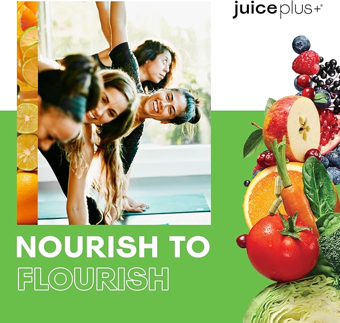 JuicePlus+ Fruit, Vegetable & Berry Blend: Nutrient-Packed Ingredients For Heart Health, Immune Function, Cognitive Performance, & Radiant Skin - Prepacked 3 bottles (60 servings of Fruit, Veg, Berry)