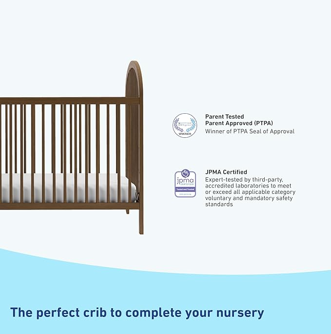 Graco Olivia Convertible Crib (Hazelnut) – GREENGUARD Gold Certified, 100% Solid Wood, Fits Standard Crib Mattress, Converts to Toddler Bed and Daybed, 4 Adjustable Mattress Heights