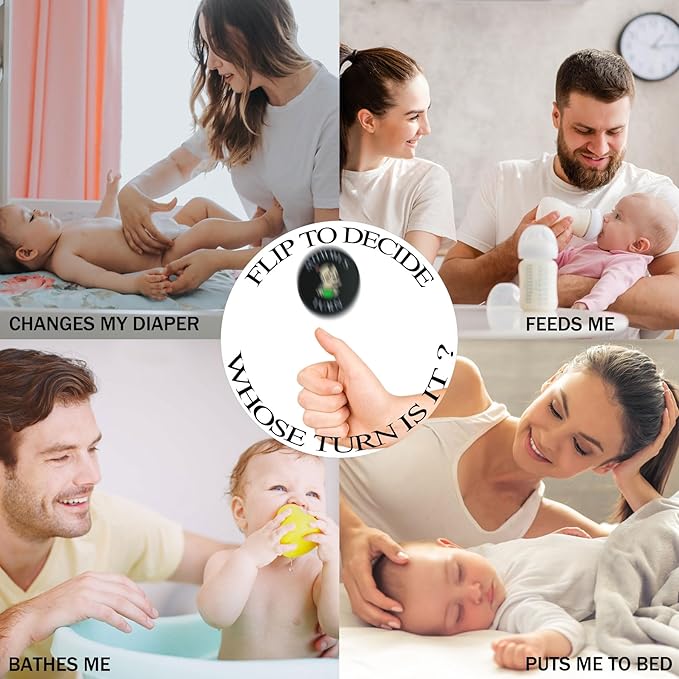 Fathers Day New Baby Gifts for Parents,Double-Sided Decision Coin Gift for New Mom & Dad,Funny Baby Shower Gifts for Couple,Gifts for Pregnant Women as Halloween Thanksgiving Christmas Gift，D-Black