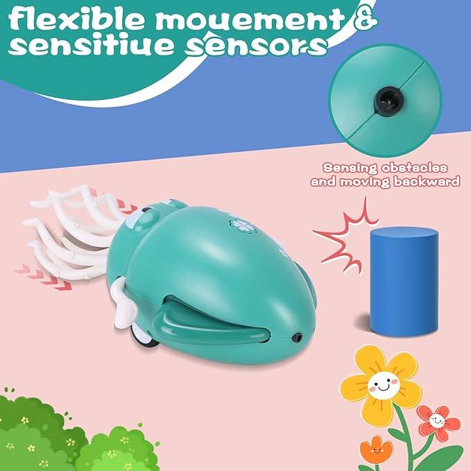 Dancing Octopus Baby Toy, Tummy Time Toys, with Music and Led Light, Automatically Avoids Obstacles, Crawling Toy Suitable for Birthday Gifts for Toddlers Over One Month Old(Green)