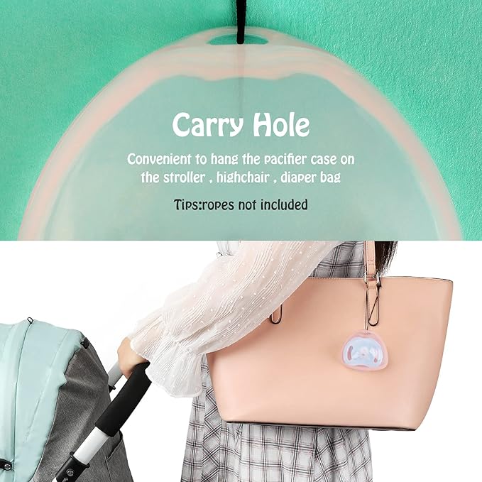 Accmor Pacifier Case, Pacifier Holder Case, Pacifier Container for Travel, BPA Free,Transparent Pink, 3 Pack