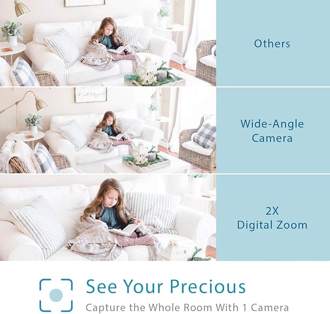 Low EMF 5" HD Auto Noise Reduce Baby Monitor with 2 Cameras.No WiFi Long Range, Split Screen, 2-Way Talk, Lullaby, Auto Night Vision Moonybaby Split50