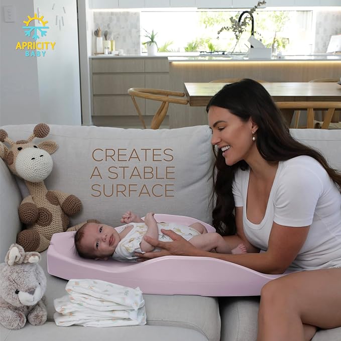 Apricity Baby Changing Pad – Waterproof Wipe-Clean Foam Mat with Raised Sides & Built-in Growth Chart, Extra-Large 31.5″ × 19.7″ – Safe & Comfortable Changing Pad for Newborns to Toddlers (Pink)