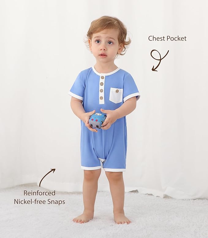 Baby Boy Romper Toddler Boys Short Sleeve Shorts Soft Jumpsuit Outfit Viscose Made from Bamboo