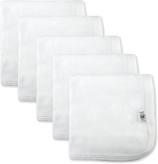 HonestBaby Unisex Baby Organic Cotton Washcloth Multi-Pack Winter Accessory Set, 5-Pack Honestly Pure White, One Size