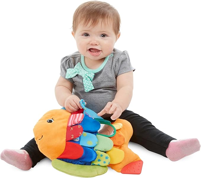 Melissa & Doug Flip Fish Soft Baby Toy Sensory Tummy Time Toys, Soft Fabric Tag Toy for Babies, Infants