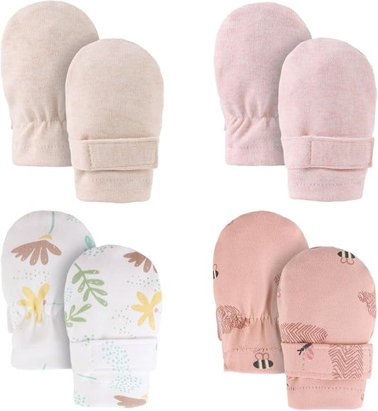 Newborn Baby Mittens Infant No Scratch Gloves Cotton Mitts for Baby Girls Boys