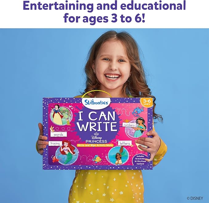 Skillmatics I Can Write Disney Princess - Reusable Preschool Learning Activities, Educational Toy and Game, Back to School Supplies, Gifts for Students, Kids, Toddlers Ages 3, 4, 5, 6