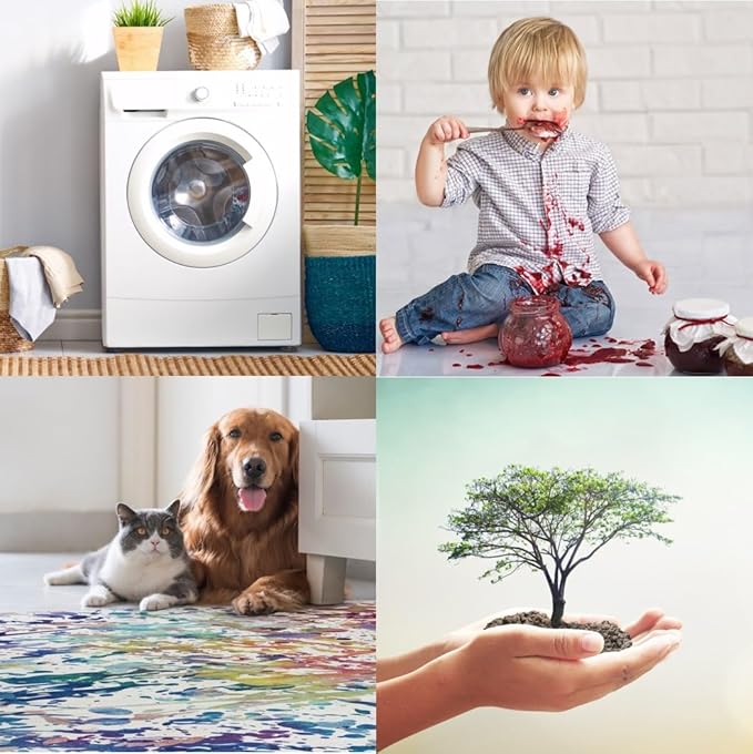 ReaLife Rugs Machine Washable Area Rug Runner - Living Room Bedroom Bathroom Kitchen Entryway Office - Padded Low Pile Stain Resistant Premium - Boho Farmhouse Vintage - BEV - Beige Tan Brown 3' x 5'