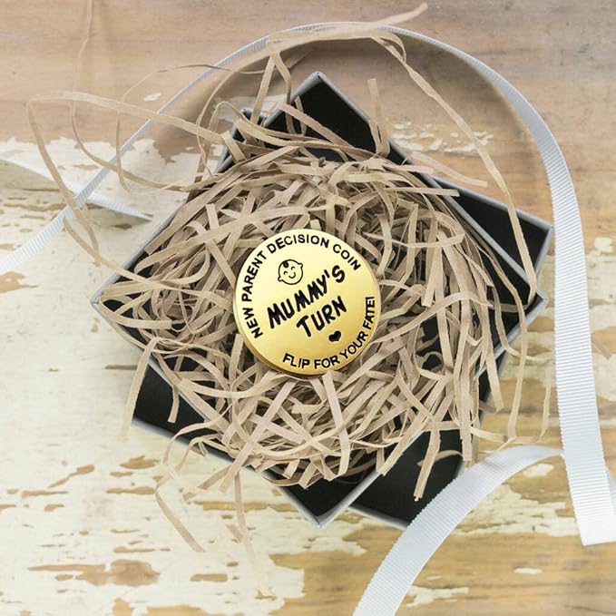 Fathers Day New Baby Gifts for Parents,Double-Sided Decision Coin Gift for New Mom & Dad,Funny Baby Shower Gifts for Couple,Gifts for Pregnant Women as Halloween Thanksgiving Christmas Gift，A-Gold
