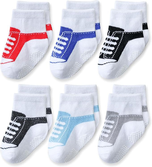 EPEIUS Unisex Baby Girls Boys Non-Slip Socks (Set of 6)