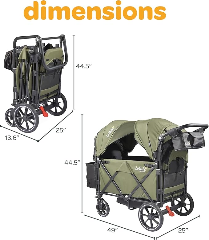 Larktale Caravan V3 Stroller, 2-Seater Kids Wagon, 207 lb Capacity, Chelsea Green