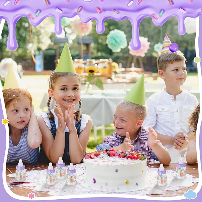 36 Pcs 3.5 Inch Mini Plastic Baby Bottle for Shower Favor - Clear Candy Box Feeding Bottle Decor Gift (Purple)