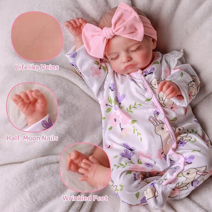 BABESIDE 20-Inch Lifelike Reborn Baby Doll with Vinyl Body – Realistic Poseable Newborn Doll with Accessories for 3+ Year Old Girls – Perfect for Pretend Play and Collecting