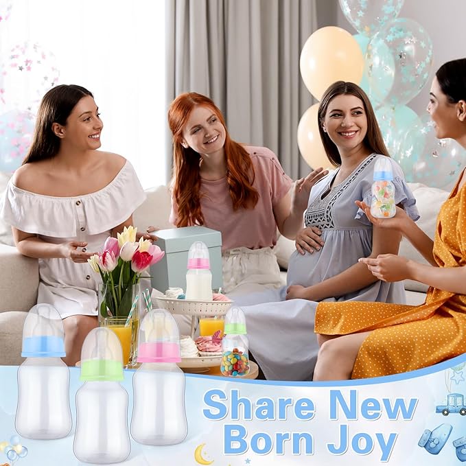 30 Pcs Baby Shower Favors Party Game Mini Baby Bottles Gift Sets for Baby Shower Boy Girl Gender Reveal Birthday Party Supplies Gift (Pink,Blue,Green)