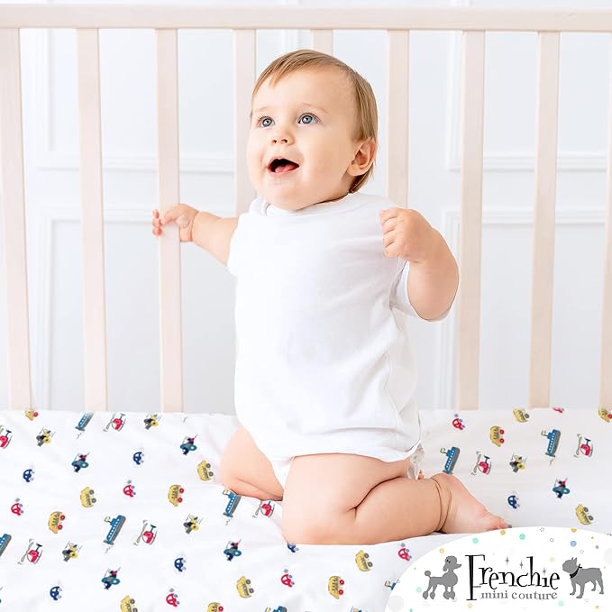 Cars, Boats, Planes Single Pack Fitted Crib Sheet – 100% Cotton, 28 x 52 x 8in