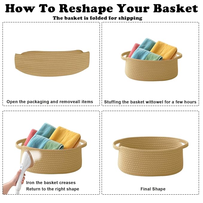 Gift Basket with Gift Bag and Ribbons,Small Rope Woven Shelf Storage,Baskets for Gifts Empty,Birthday,Shower,Decorative Organizer Box for Cat Dog Pet with Handles(Jute)