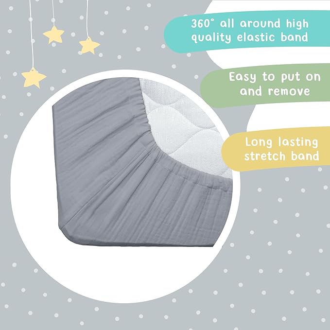 Hugs & Llamas | 100% Organic Cotton Muslin Fitted Crib Sheet | Baby Crib Sheets for Boys & Girls - Neutral Moonlit Lake