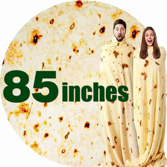 85in Burrito Tortilla Blanket White Elephant Gifts for Adults Useful Taco Throw Blankets Woemn Men Party Cool Stuff Novelty Gag Soft Fleece Wrap