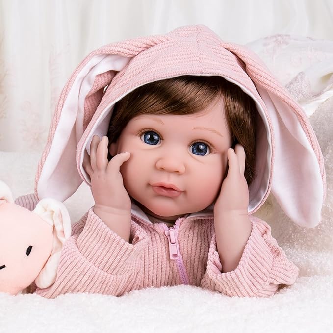 Aori Reborn Baby Doll Realistic Girl - Lifelike 22-Inch Newborn Dolls with Poseable Limbs and Feeding Kit, Great Gift Set for Kids 3+