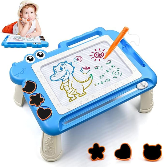 AiTuiTui Magnetic Drawing Board Toddler Toys with Legs for 2 3 Year Old Girls Boys, Sketch Writing Doodle Pad Age 2-4 Travel Games, Educational Learning Kids Toys for Toddlers Birthday (Blue)