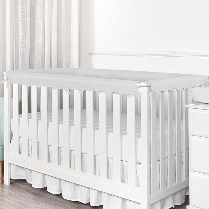 4Pc Crib Rail Covers Sets,Rail Guard for TeethingSoft Anti-Collision Strip Corner Cover, Suits for Most Standard Bed (4pc-Gray) (4pc-Gray)