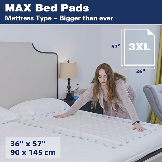 Biggest Chucks Disposable 57"x36" Tear Resistant 215 Gram Heavy Duty Adults Incontinence Bed Pads, 5XL Extra Large Thicken Puppy Pee Pad, 10X Absorbency 360 Lb Transfer[10 Pads]