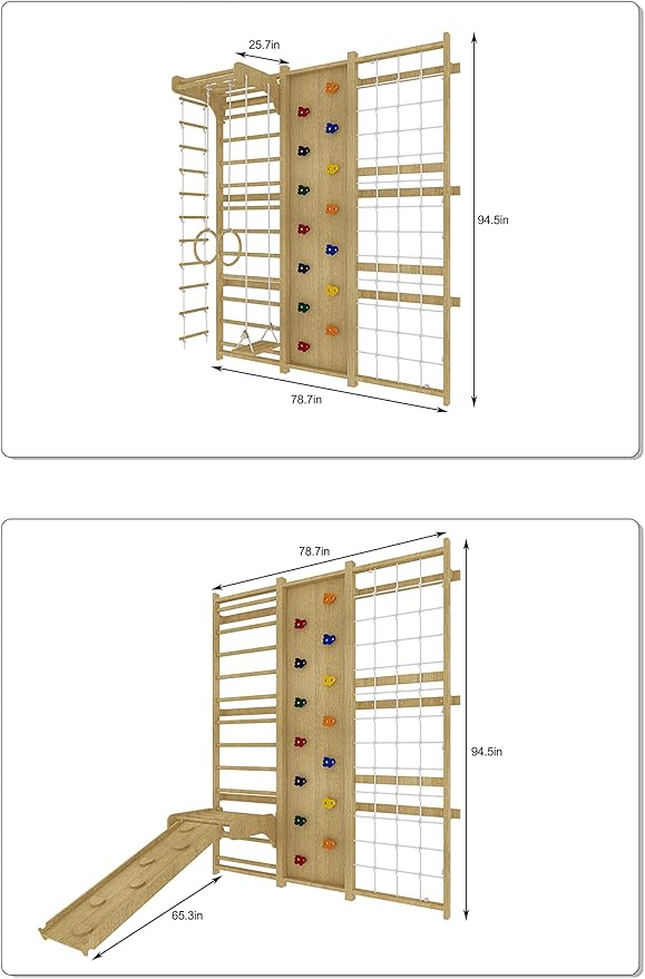 Avenlur Walnut 9-in-1 Swedish Ladder Wall Gym Set