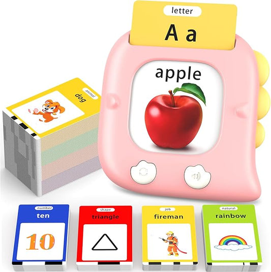 Kidzdo Dinosaur ABCs Learning Toys, 254 Words Talking Flash Cards, Birthday Gifts for 2 3 4 5 6 Years Old Girls, Pocket Speech Language Therapy Toys for Toddlers Ages 2-6, Pink