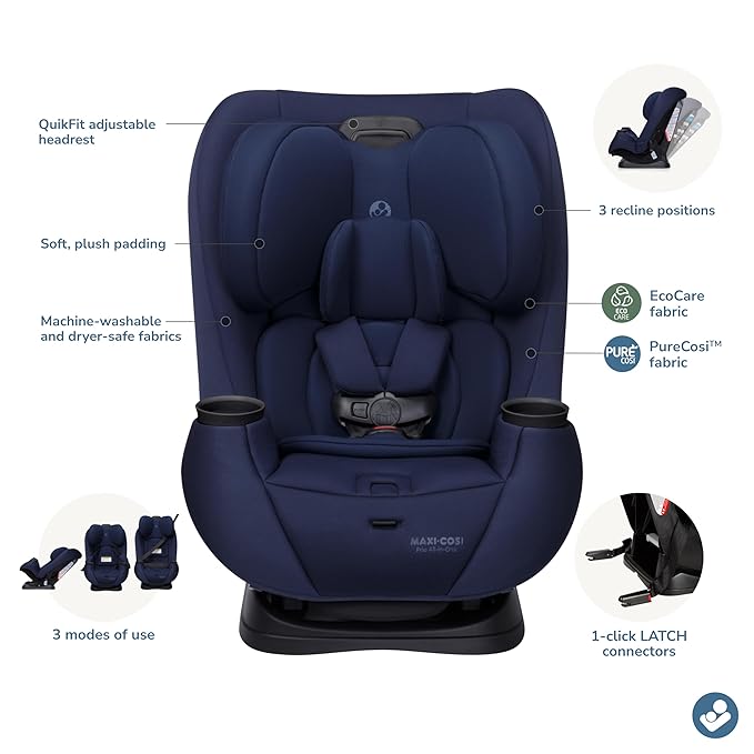 Maxi-Cosi Pria 3-in-1 Convertible Car Seat, Infant to Toddler Car Seat, Easy-Install Harness, Machine-Washable Cover, 5-100 lbs, Seafaring