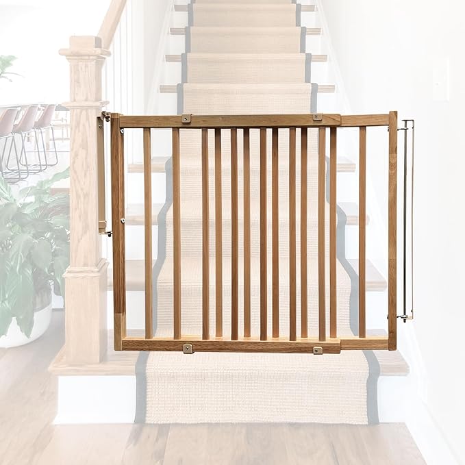 Cardinal Gates SS30 Stairway Special Baby Gate for Top of Stairs - Adjustable Indoor Dog Gate - Wooden Safety Gate for Kids & Pets - Can be Installed at Angles - 29.5 to 49 Inches Wide - Wood