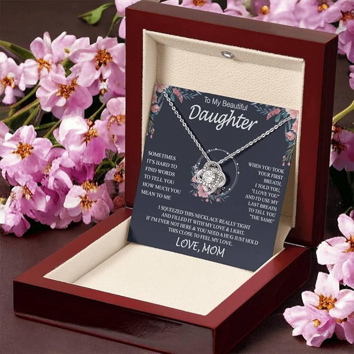 To My Daughter Gift Necklace From Dad or Mom - Badass Daughter Jewelry With Heartfelt Message & Elegant Box