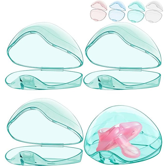 Smlpuame Pacifier Case,4 Pack BPA Free Pacifier Holder Case,Transparent Container Box for Baby Binky（Not Included),Essential Pacifier Accessories,Alway Keep Paci Clean,Easy to Clean(Green)