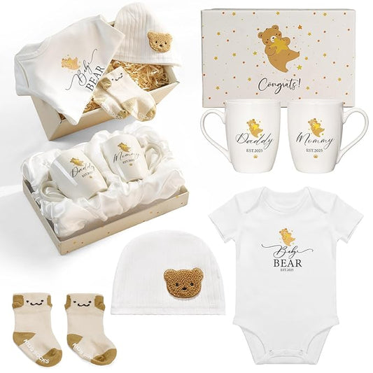 AW BRIDAL New Mom Gifts for Women, Pregnancy Gifts for New Parents First Time Moms, 2025 Gender Reveal Gift with Mom and Dad Coffee Mugs for Expecting Parents to Be, Baby Shower
