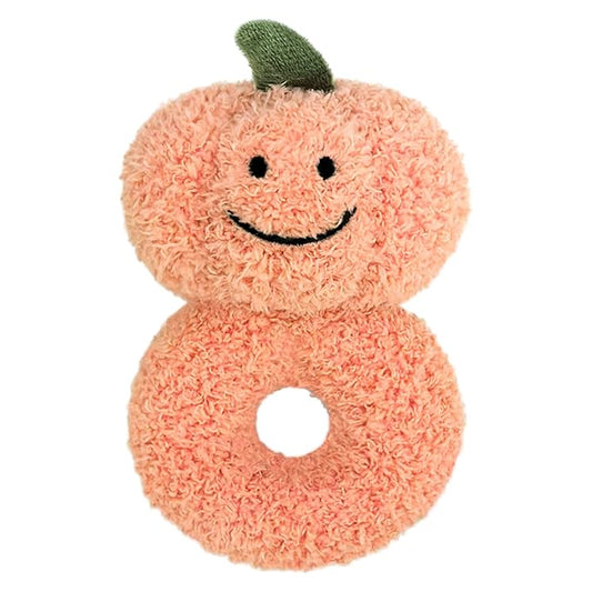Baby Pumpkin Soft Rattle Toy, Plush Pumpkin Infant Shaker Rattle Easy-Grasp Stuffed Animal Toy, Gifts for Newborns Babies Toddlers Boys Girls, Orange, 6 Inches