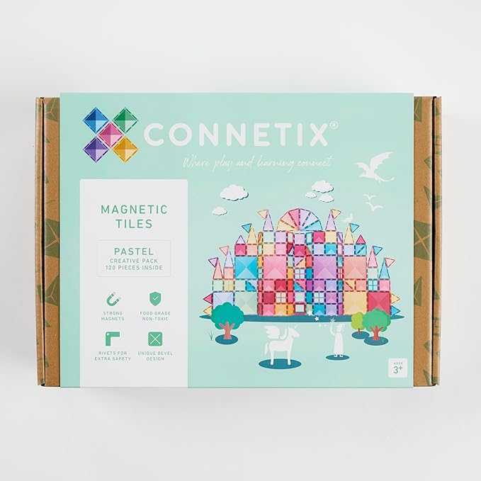 CONNETIX Magnetic Tiles Pastel Creative Pack, 120 Pieces